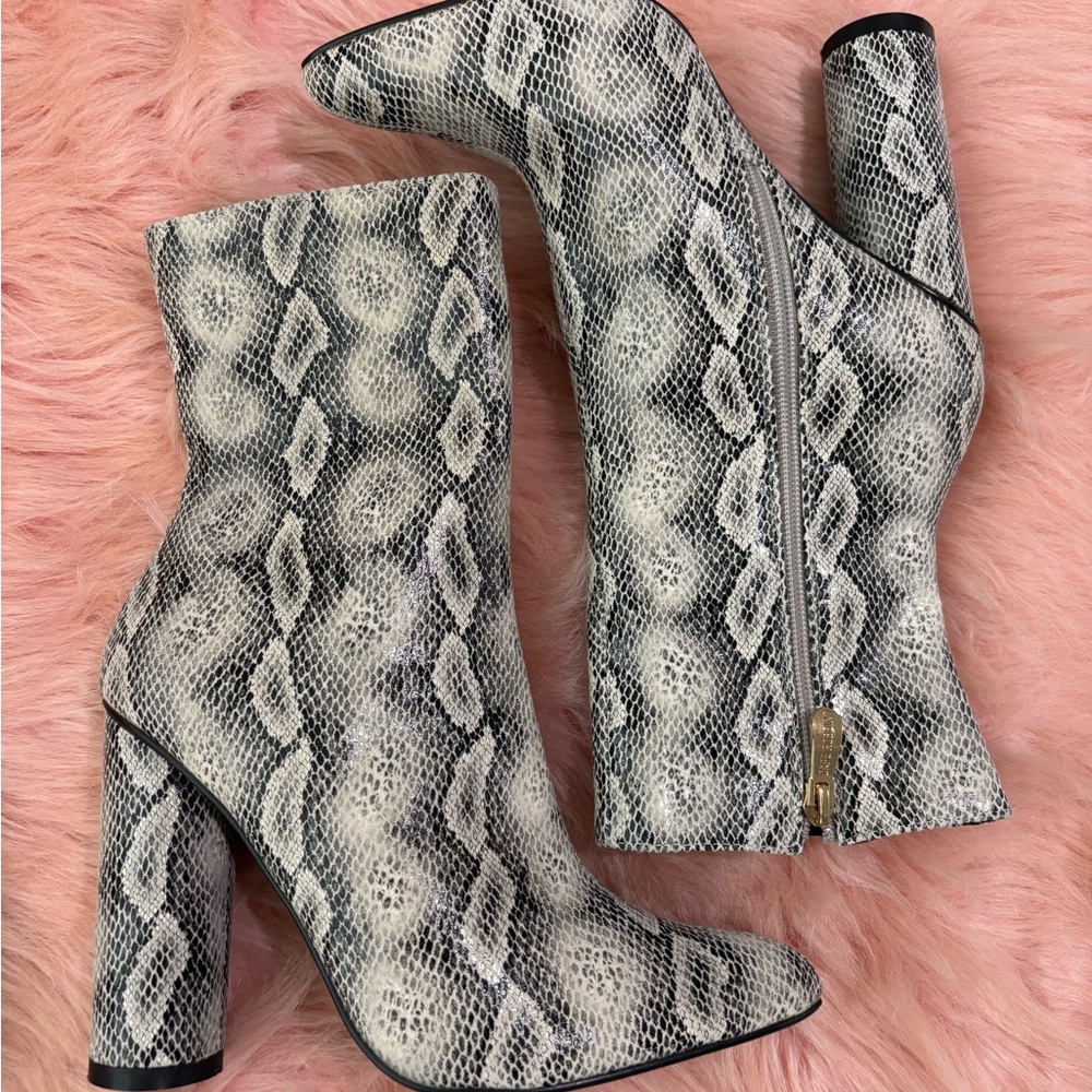 Fashion Nova Snakeskin Heeled Boots